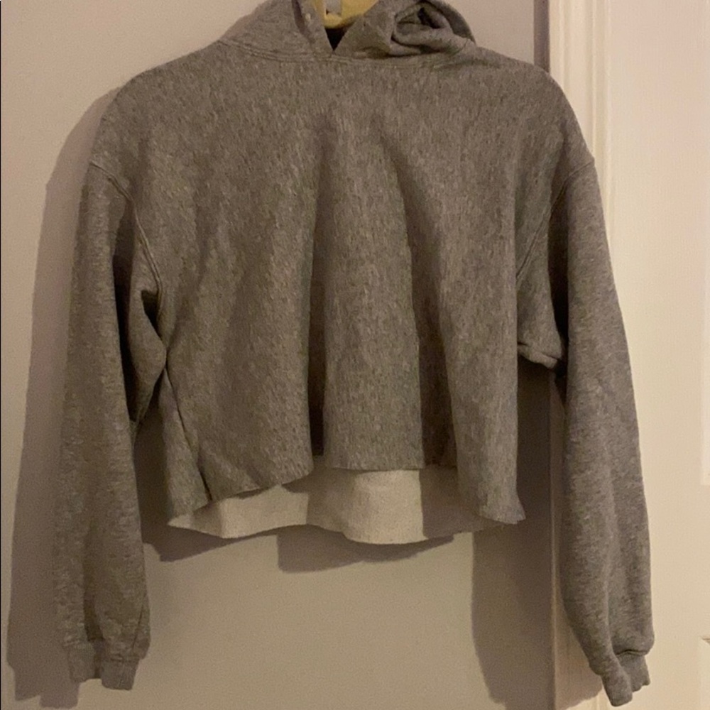 Light gray crop top hoodie
